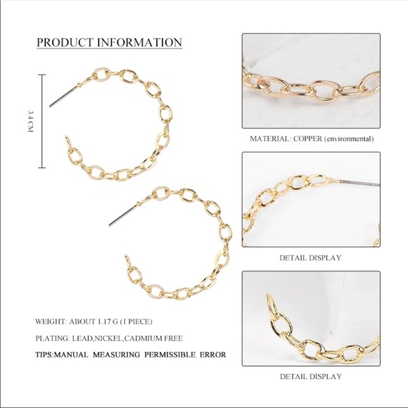 💕 linked hoop earrings 💕 - Picture 2 of 6